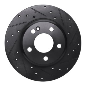 Mercedes-Benz C180 Brake Rotor (1) - Rear Right - R1 Concepts - Drilled & Slotted - Black - `15-`21